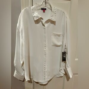 Vince Camuto White Studded Blouse